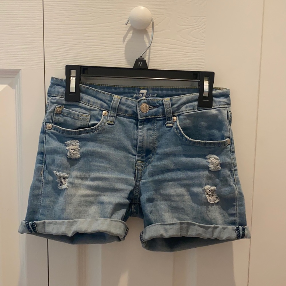 COPY - medium wash ripped denim shorts